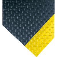 Wearwell – Tapis de couloir Diamond-Plate nº 385, 4 pi x 75 pi, noir/jaune-Tapis de couloir industriel de pointe pour un usage à l'intérieur