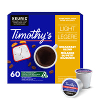 Timothy’s - Capsules K-Cup de café Mélange du petit déjeuner torréfaction légère - paquet de 60-Recyclables : nos dosettes K-Cup sont recyclables dans certains endroits. Il se peut qu’elles ne soient pas recyclables dans votre région.