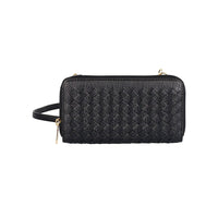 Portefeuille pour Téléphone à Bandoulière Tissé de Blocage d'Ellie Karla Hanson RFID, Noire-Tissé Sac Bandoulière Téléphone Porte-Monnaie
