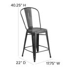 Flash Furniture – Tabouret de comptoir de 24 po avec dossier, pour intérieur, métal vieilli, noir (ET353424BK)-Appui-pieds