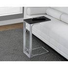 Monarch Specialties - 3137 Table D'Appoint - Dessus Noir/Metal Argente-Base en métal gris chromé élancé et poli