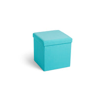 Poppin- Siège Boîte- Aqua-Fabriqué en tissu polyester tissé bleu marine facile à nettoyer