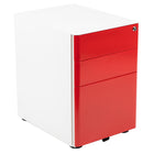 Flash Furniture Classeur À Verrouillage Mobile À 3 Tiroirs-Façade Blanche /Rouge (HZCHPL02REDWH)-Tiroirs à surface lisse avec poignées latérales