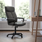Flash Furniture - Fauteuil de bureau pivotant de luxe à dossier élevé, cuir noir-Mousse ignifuge CA117