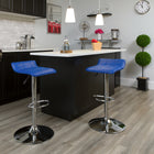 Tabouret de bar contemporain à hauteur ajustable en vinyle bleu avec base chromée (DS-801B-BL-GG)-5