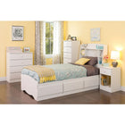 Prepac – Tête de lit simple Astrid, blanc-Quatre compartiments latéraux pour le rangement