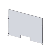 Mark Maker Rod Sneeze Guard - Acrylique transparent 1/4" -panneau de 42" Lx31,5"H- ensemble de tiges de 24"H - passage de 4"x12"-Distanciation sociale optimale entre deux groupes de personnes