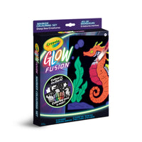 Crayola - Jeu de marqueurs Glow Fusion - Creatures marines-Jeu De Marqueurs Glow Fusion : Comprend 5 marqueurs luminescents (rouge, orange, jaune, vert et bleu), 5 pages à colorier de creatures marines et 2 pages blanches.