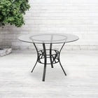 Flash Furniture - Table à manger Carlisle en verre ronde de 45 po avec cadre en métal noir-Verre épais de 5 mm