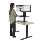 Victor – Convertisseur de bureau assis/debout manuel High Rise pour deux moniteurs (DC350)-Fini stratifié et structure en bois pour plus de durabilité