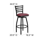 Flash Furniture - Tabouret de bar xU6F8BLDSWVBGV, bourgogne-Cadre en acier de calibre 16