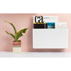 Poppin - Pochette murale, blanc (105094)-Bandes adhésives amovibles avec capacité de 2 lb, aimants de 1 lb, et vis de 15 lb