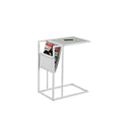 Monarch Specialties - 3067 Table D'Appoint - Blanc/Metal Blanc Et Support Magazine-Métal blanc, verre trempé
