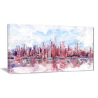 Designart – Grand imprimé de paysage urbain sur toile, baie rose (PT3321-32-16)-Impression