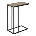 Monarch Specialties - 3766 Table D'Appoint - 25 po H/Taupe Fonce/Metal Noir-Apportez une touche moderne a votre salon, bureau, chambre familiale ou taniere avec cette table d'appoint en forme de C