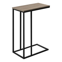 Monarch Specialties - 3766 Table D'Appoint - 25 po H/Taupe Fonce/Metal Noir-Apportez une touche moderne a votre salon, bureau, chambre familiale ou taniere avec cette table d'appoint en forme de C