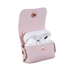 Generak Supply Étui Cuir Végétalien pour AirPod Pro avec Fermeture et Mousqueton - Argile Rose-Résistant aux chocs et à la poussière