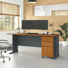 Bush Business Furniture - Bureau 72 po avec classeur mobile Cubix de, cerisier naturel/ardoise-Le fini en stratifié thermofusionné protège le meuble contre les rayures et les taches