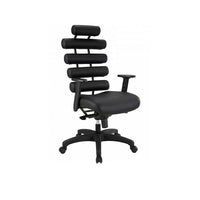 Plata Import – Fauteuil de bureau Moon à dossier élevé, noir (LS-1095-BLACK)-Revêtement polyuréthane