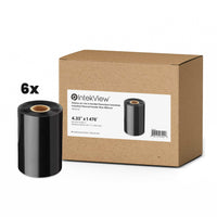 IntekView - Ruban à transfert thermique cire - 4,33" x 1476' - Centre 1"- Paquet de 6-Qualité premium, impressions nettes et précises