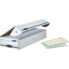 Boîte de rangement au format chèque Bankers Box Stor/File-Tripe épaisseur aux extrémités, une paroi latérale simple et une paroi double (insertion du couvercle), fond simple épaisseur.