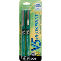 Stylos à bille roulante Pilot Hi-Tecpoint, V5, vert, paquet de 2-Technologie innovante d’encre liquide pour une écriture exceptionnellement fluide