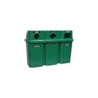 Techstar Plastics – Contenant de recyclage triple Bullseye, 75 gallons, vert (575-GREEN)-Capacité : 3 x 114 L/90 gallons américains