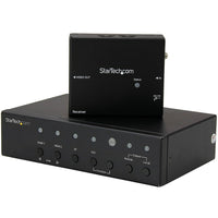 StarTech ® Extendeur vidéo HDBaseT multi-entrées , jusqu'à 4K (STDHVHDBT)-Supprimez les contraintes et les coûts liés à l'utilisation de plusieurs appareils grâce à un dispositif deux-en-un, commutateur et extendeur, qui prend en charge les entrées VGA, DP et HDMI

