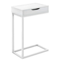 Monarch Specialties - 3601 Table D'Appoint - Blanc/Metal Blanc Et Tiroir-Table d'appoint parfaite pour votre café, ordinateur portable/tablette ou autres articles décoratifs