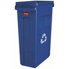Poubelles commerciales Slim Jim de Rubbermaid avec conduits d’aération et symbole de recyclage, 23 gallons, bleues (FG354007BLUE)-Les canaux d’aération facilitent le retrait de la doublure