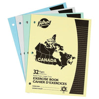 Hilroy - Cahier d'exercices surpiqué, Canada - 10 7/8 po x 7 3/8 po - couleurs variées - paquet de 4-Perforé pour les reliures à 3 anneaux