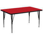 Flash Furniture – Table d’activités rectangle 36 x 72 po, stratifié haute pression 1,25 po, pattes préscolaires réglables, rouge-Stratifié, rouge