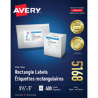 Avery – Étiquettes pour dossiers TrueBlock laser et jet d’encre – 5 po x 3 1/2 po – blanc – paquet de 400 (5168)-Étiquette permanente