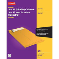 Staples - Enveloppes en kraft robustes, 10 po x 13 po, bte/50 - bande adhés-10 po x 13 po 