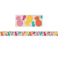 Teacher Created Resources Garniture de bordure droite, ananas à punch tropical, paquet de 72-Utilisez des bordures colorées pour animer les tableaux d'affichage, les fenêtres, les murs et les projets de classe