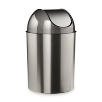 Umbra â€“ Poubelle Mezzo, argent brossé et gris métallique-Polypropylène stylisé doté dâ€™un fini métallique brossé ou à grain de bois imprimé sur lâ€™extérieur de la base et du couvercle
