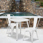 Flash Furniture – Ensemble avec table et 2 chaises empilables, intérieur/extérieur, métal, blanc (CH31330230WH)-L'ensemble comprend une table et 2 chaises