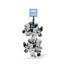 Choux frisés Noir, Argent, Blanc, Paquet de 12 (00266) - Millbrook Studios-Noir/Argent/Blanc