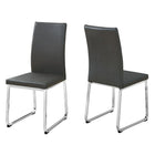 Monarch Specialties - 1094 Chaise - Simili-Cuir Gris/Chrome - Paquet de 2-Chaise de salle à manger
