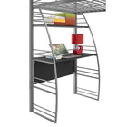 Lit mezzanine double Studio - Argenté-Bureau intégré avec plusieurs tablettes aux extrémités