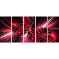 Designart – Art moderne imprimé sur toile, implosion rouge, 5 panneaux (PT3032-401)-Impression