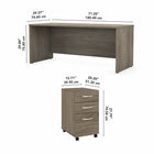 Bureau 72 po x 30 po avec classeur mobile Studio C de Bush Business Furniture - hickory moderne/hickory moderne-Bois d’ingénierie en hickory moderne/hickory moderne