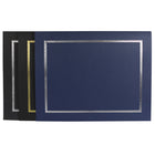 St. James - Porte-certificats/porte-documents - bordure dorée - finition lin - bleu marine - paquet de 5 - 83846-Papier de couverture de qualité supérieure, 230 g, texturé en lin avec un élégant motif de feuille d'or