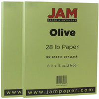 JAM Paper - Papier mat - 8,5" x 11" - 28 lb. Vert olive - 50 feuilles/paquet-Couleur : vert olive | Faites ressortir votre travail avec du papier Colouré de qualité supérieure.