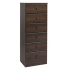 Prepac - Commode Astrid à 6 tiroirs, fini espresso-Dimensions (assemblé, po) : 20 lar. x 52 haut. x 16 prof.