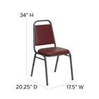 Flash Furniture – Chaise banquet empilable à dossier trapèze, siège 1,5 po, argenté avec tissu bourgogne (FDBHF2BYVYL)-Coussin de siège épais de 1,5 pouces