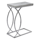 Monarch Specialties - 3185 Table D'Appoint - Gris Ciment Et Metal Chrome-Dessus de table rectangulaire abondant et spacieux fini en gris ciment
