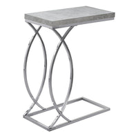 Monarch Specialties - 3185 Table D'Appoint - Gris Ciment Et Metal Chrome-Dessus de table rectangulaire abondant et spacieux fini en gris ciment