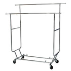 Porte-vêtements pliable à double barre, chromé (210003)-Deux barres de suspension de 50po (extensibles à 74po)