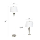 Ensemble de 3 lampes coniques Elegant Designs  (2 lampes de table, 1 lampadaire) avec abat-jour blancs, nickel brossé-Table: 15  po x 15  po x 27.25  po
Lampadaire: 16  po x 16  po x 62  po